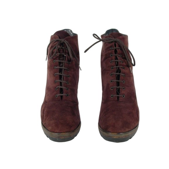 DONNA KARAN Tractor $375 Vintage Steampunk Heeled Lace-Up Booties US 6 unmarked - Picture 3 of 6